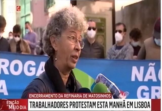 Trabalhadores da Petrogal de Matosinhos protestaram em Lisboa contra o encerramento da refinaria Isabel Camarinha