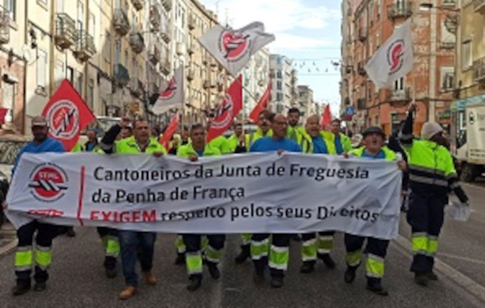 Trabalhadores cantoneiros da Freguesia da Penha de França em greve a 19 de Fevereiro